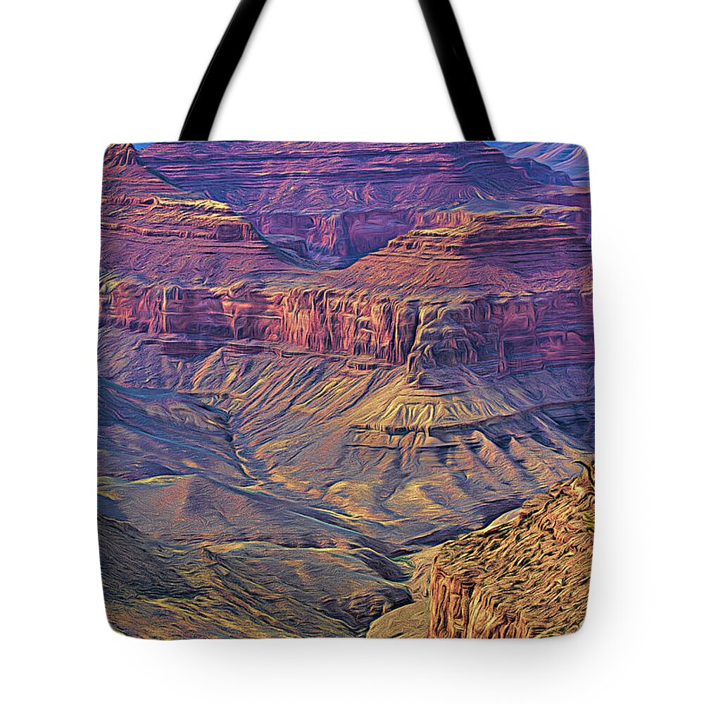 Grand Canyon Tote Bag featuring the digital art Grand Canyon Creative Landscape by Chuck Kuhn