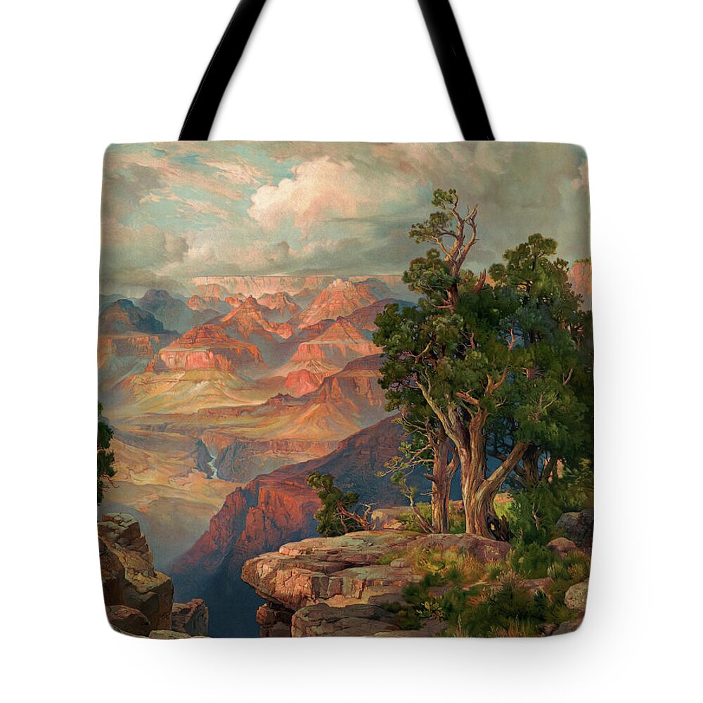 Thomas Moran Tote Bag featuring the painting Grand Canyon from Hermit Rim Road, 1912 by Thomas Moran
