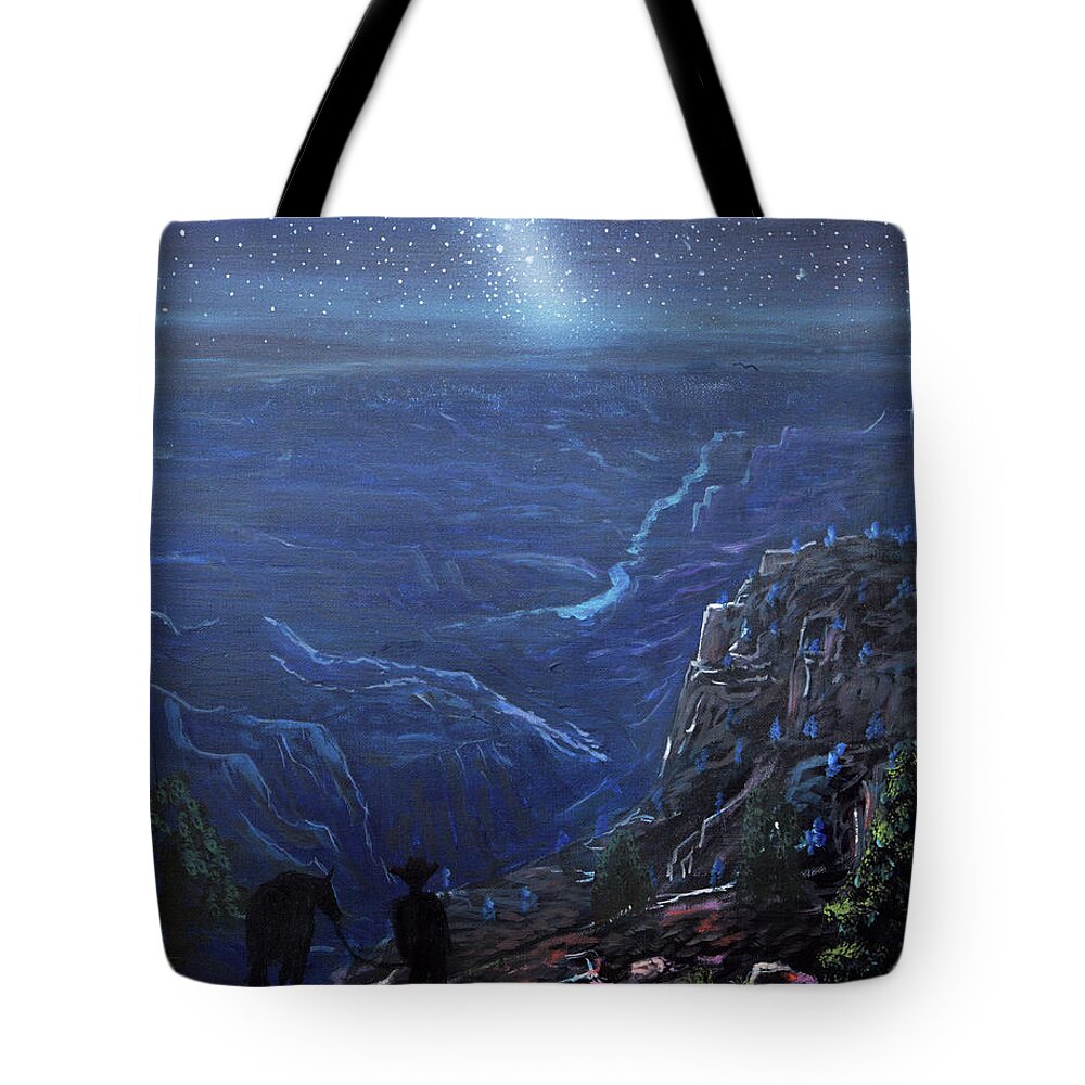 Grand Canyon Tote Bag featuring the painting Grand Canyon Night by Chance Kafka