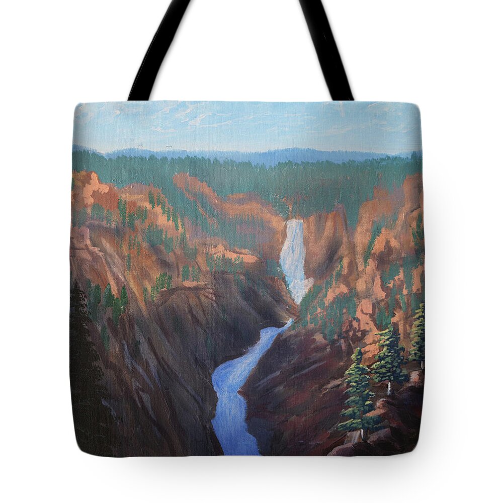 Yellowstone Tote Bag featuring the painting Grand Canyon of the Yellowstone by Chance Kafka