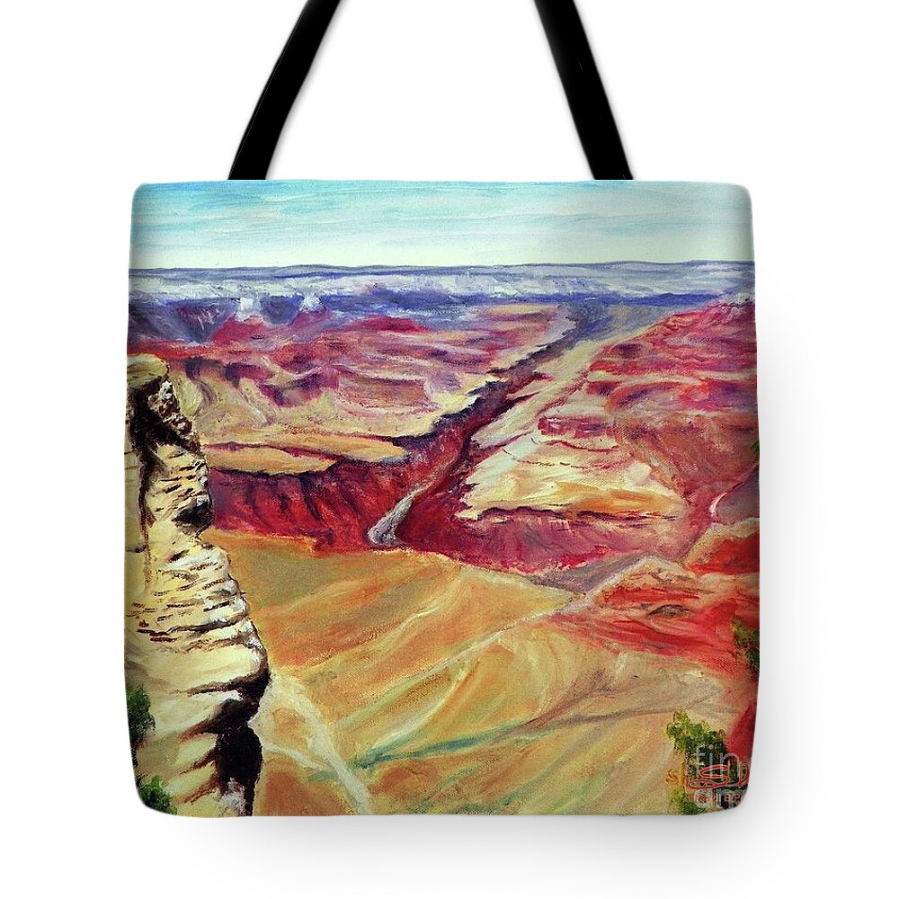 Sherril Porter Tote Bag featuring the painting Grand Canyon Overlook by Sherril Porter