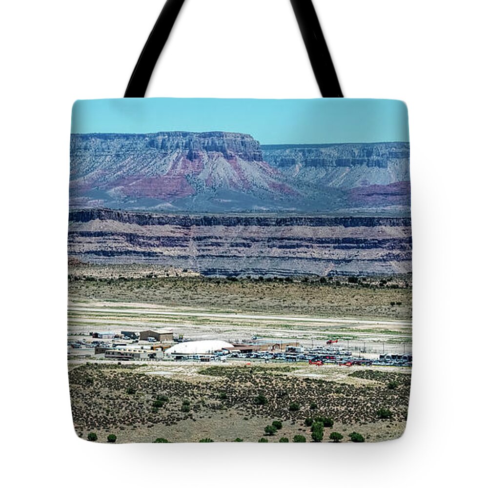 Grand Canyon West Airport Tote Bag featuring the photograph Grand Canyon West Airport Aerial View by David Oppenheimer