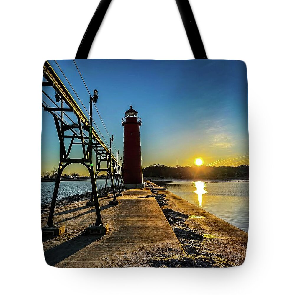 Northernmichigan Tote Bag featuring the photograph Grand Haven Light House IMG_8945 HRes by Michael Thomas