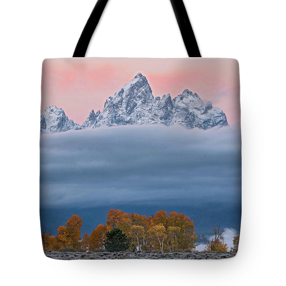 Grand Tetons Tote Bag featuring the photograph Grand Teton Color by Wesley Aston