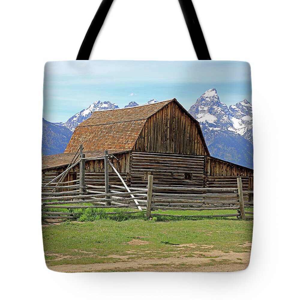 Grand Teton National Park Tote Bag featuring the photograph Grand Teton National Park - John Moulton Barn by Richard Krebs