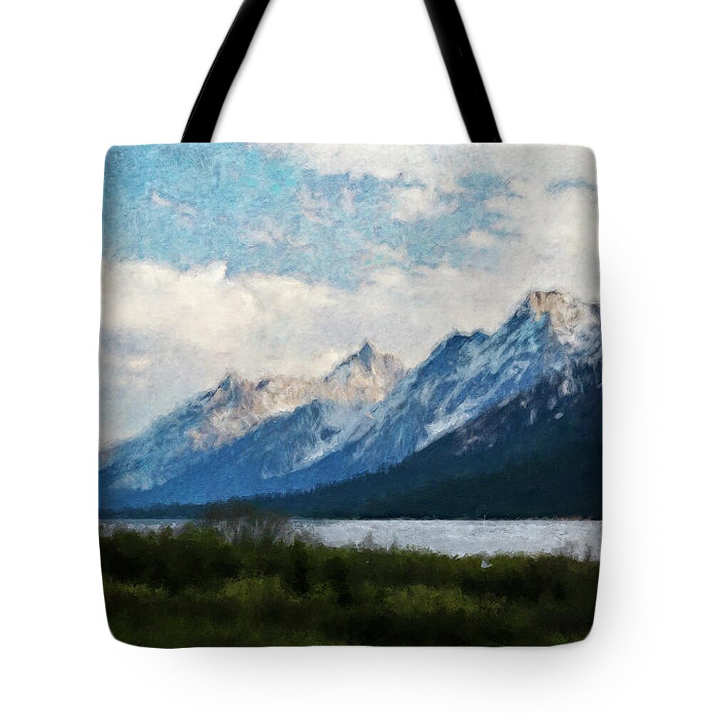 Grand Teton National Park Spring Painting Tote Bag featuring the painting Grand Teton National Park Spring Painting by Dan Sproul
