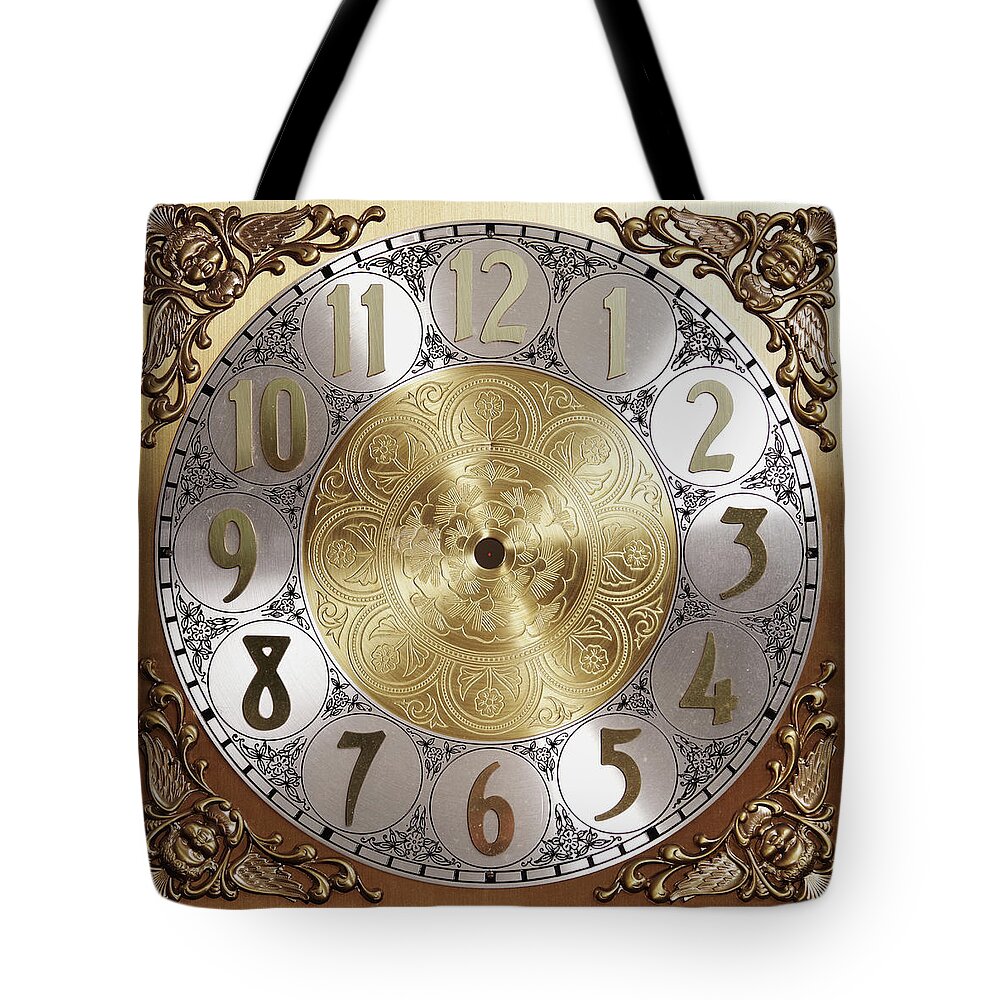 Grandfather Clock Face Clockface Tote Bag featuring the photograph Grandfather Clock by Henry Butz