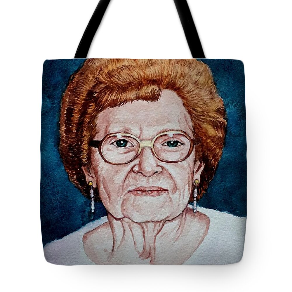 Simon Tote Bag featuring the painting Grandma Simon by Christopher Shellhammer