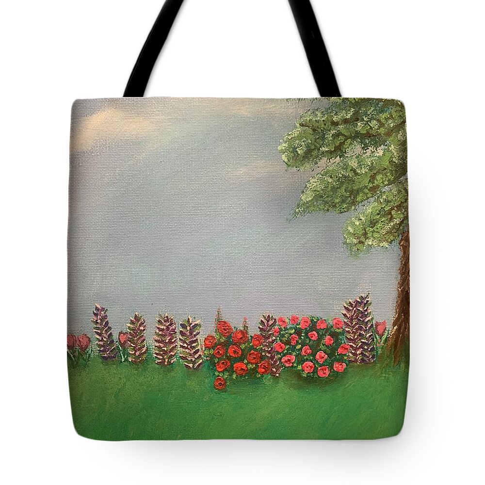 Oil Tote Bag featuring the painting Grandmas Garden by Lisa White
