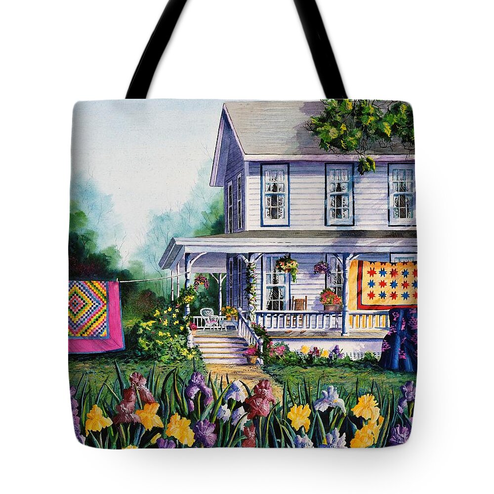 Farm House Tote Bag featuring the painting Grandma's Treasures by Diane Phalen