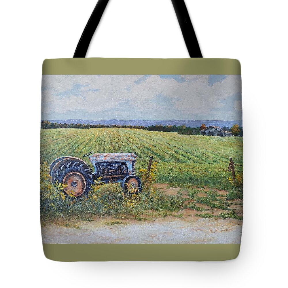 Home Tote Bag featuring the painting Grandpa's Tractor by ML McCormick
