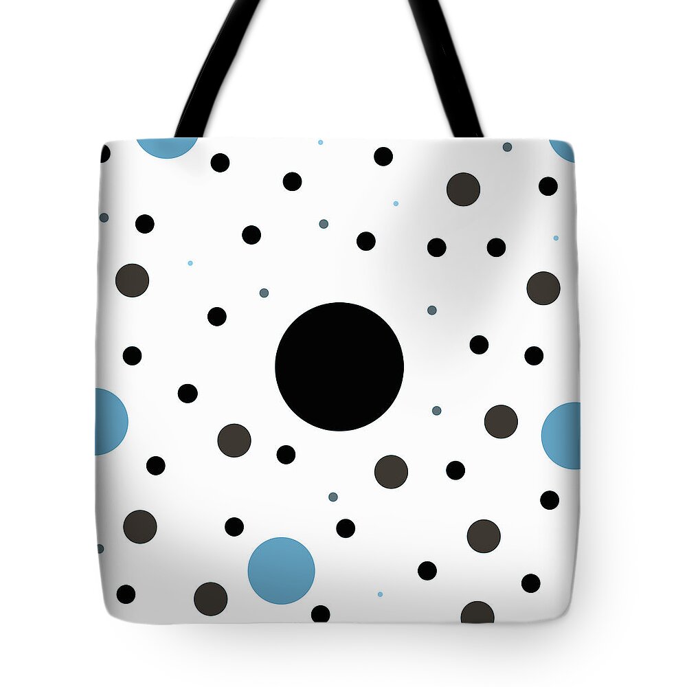 Black Tote Bag featuring the digital art Graphic Polka Dots by Amelia Pearn