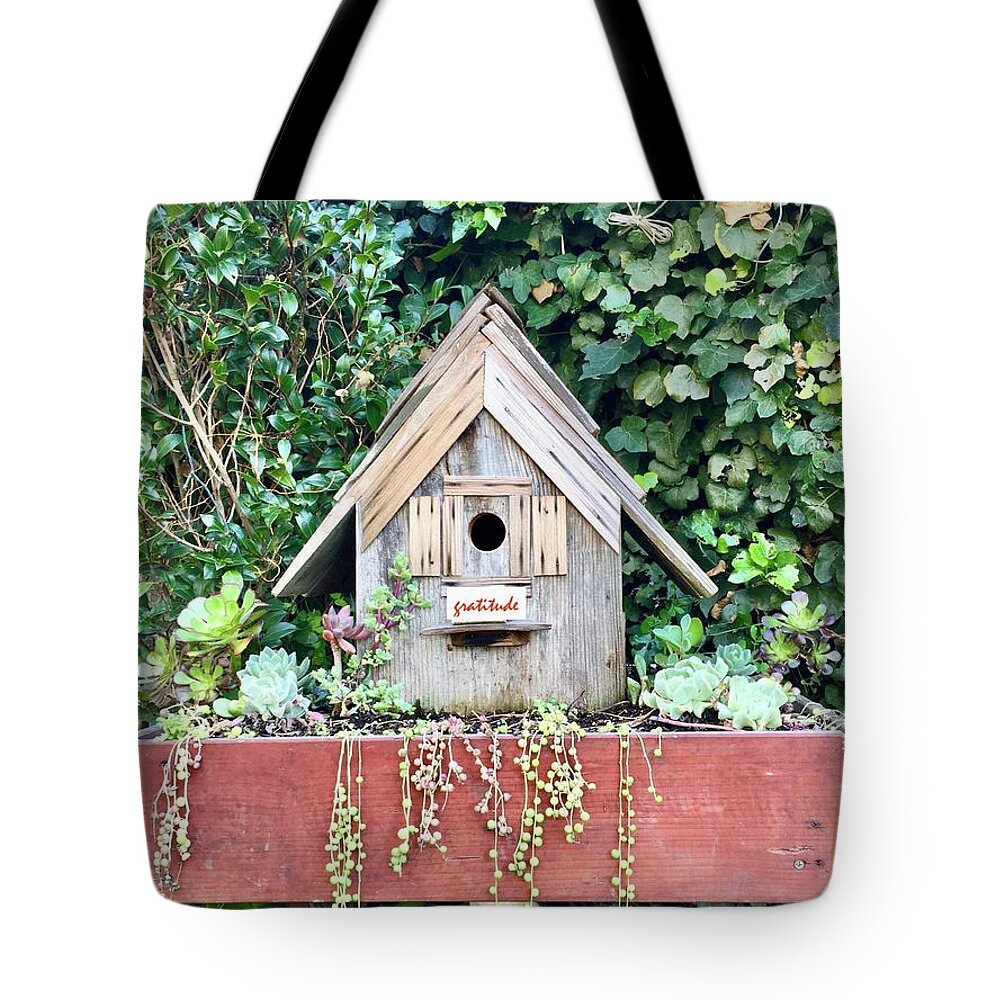Bird House Tote Bag featuring the photograph Gratitude by J Doyne Miller
