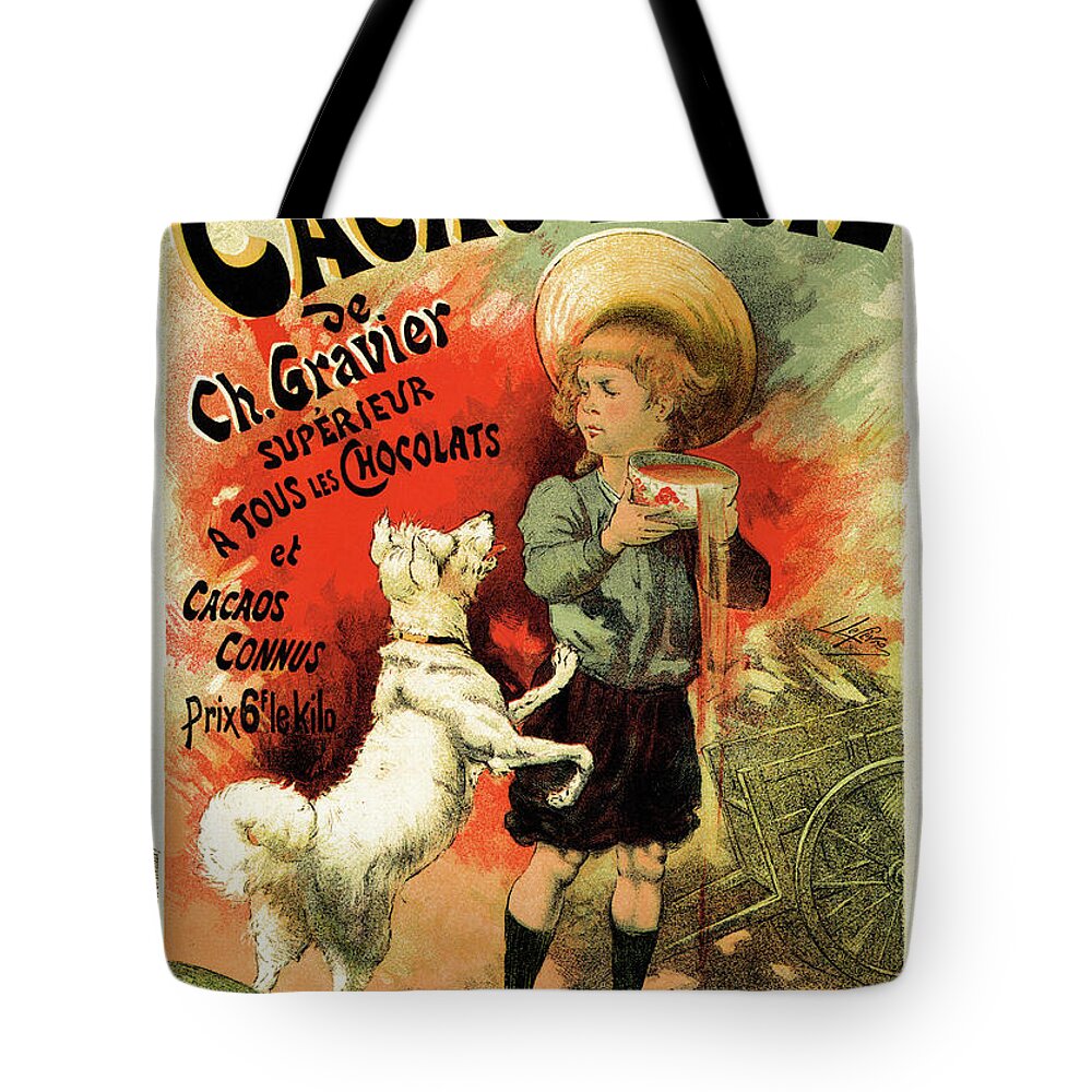  Vintage Tote Bag featuring the drawing Gravier Hot Chocolate drink by Heidi De Leeuw