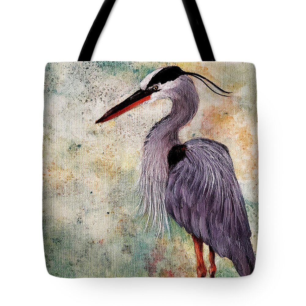 Wildlife Tote Bag featuring the painting Great Blue Heron by Zan Savage