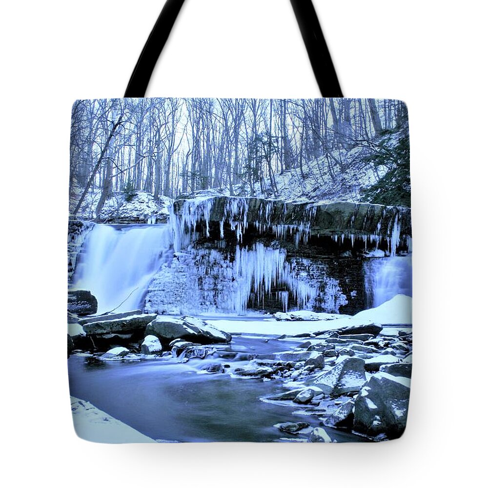  Tote Bag featuring the photograph Great Falls Winter 2019 by Brad Nellis