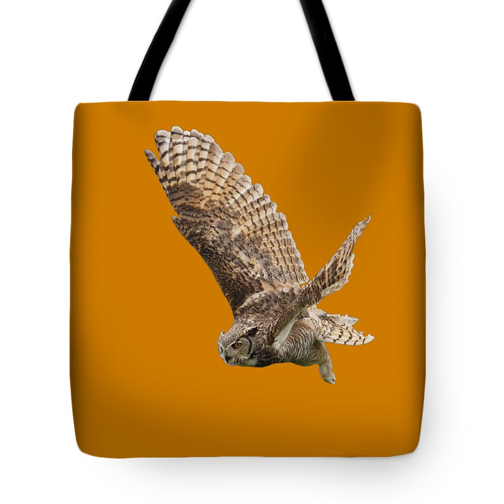 Great Horned Owl Tote Bag featuring the mixed media Great Horned Owl Sans Background by Judy Cuddehe