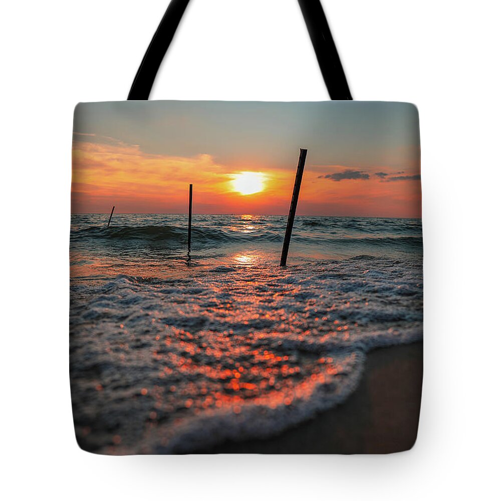 Nature Tote Bag featuring the photograph Great Lake Sunset by Go and Flow Photos