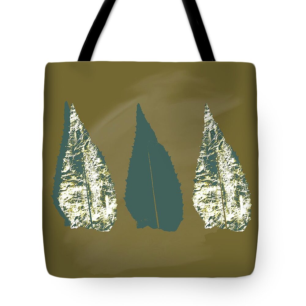Green Tote Bag featuring the mixed media Green Gold leaves by Itsonlythemoon -
