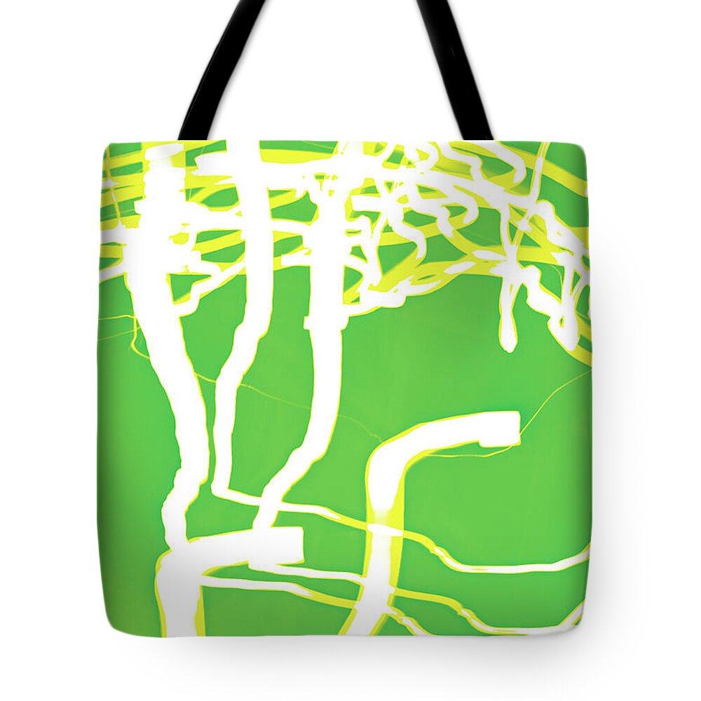 Green Abstract Photographs Tote Bag featuring the digital art Green Light by David Davies