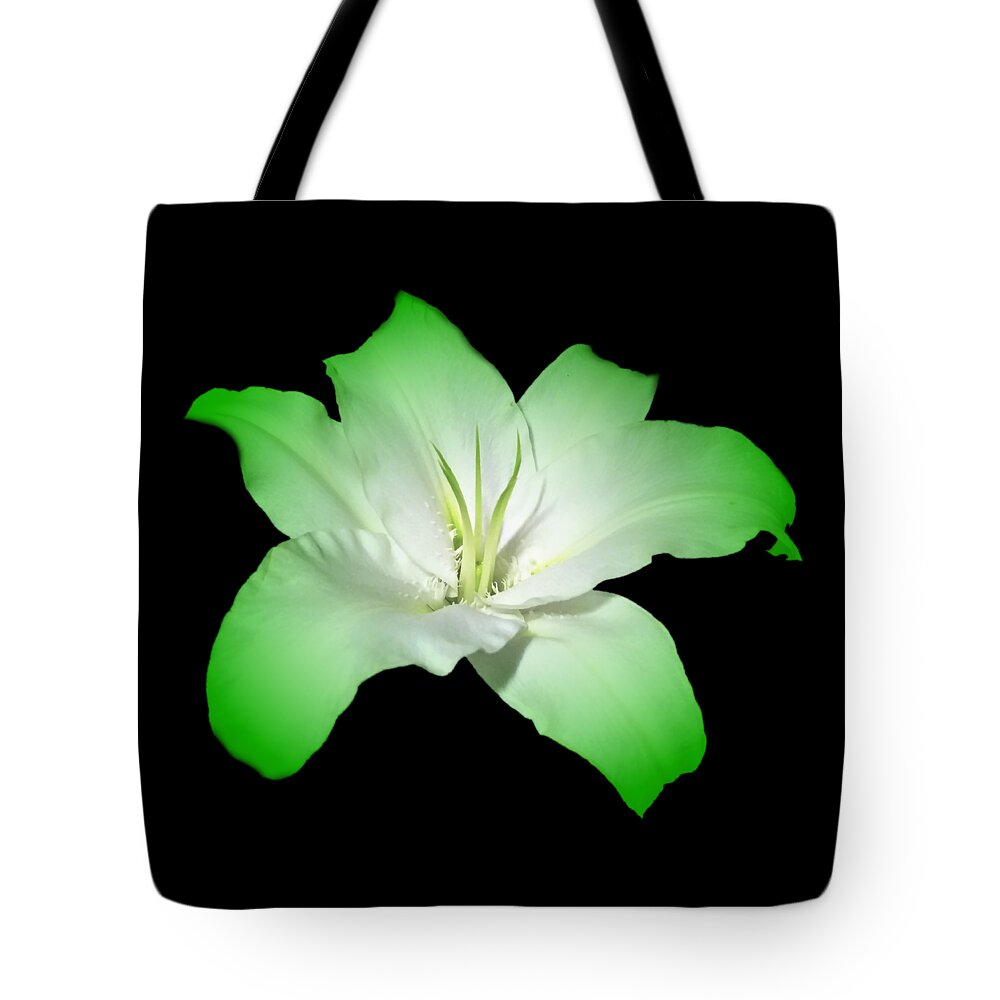 Green Tote Bag featuring the photograph Green Lily Flower by Delynn Addams