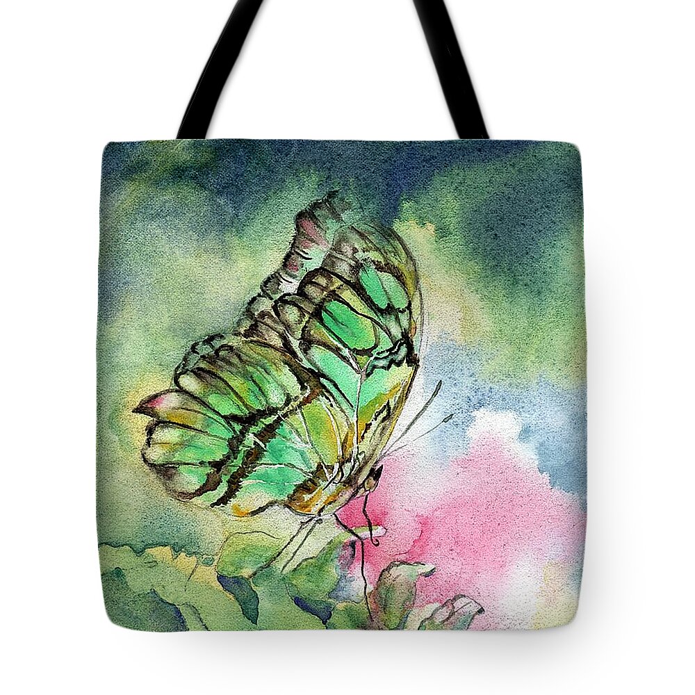 Butterfly Tote Bag featuring the painting Green Malachite Butterfly by Amanda Amend