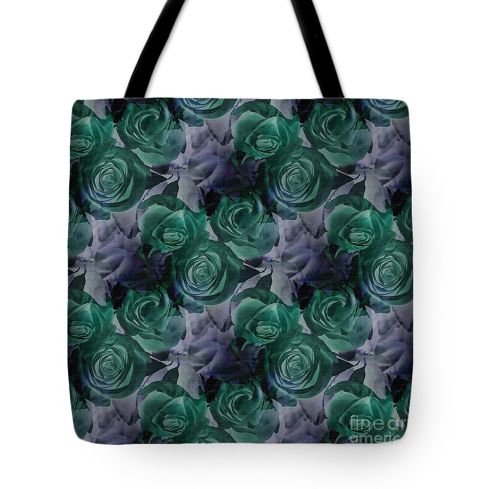 Roses Tote Bag featuring the photograph Green Roses Repeat Pattern by Diane Macdonald