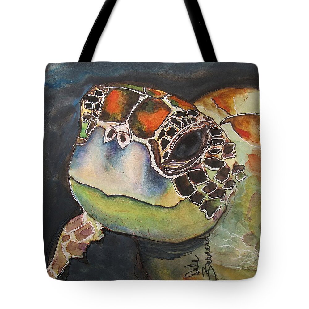 Turtle Tote Bag featuring the painting Green Sea Turtle by Dale Bernard