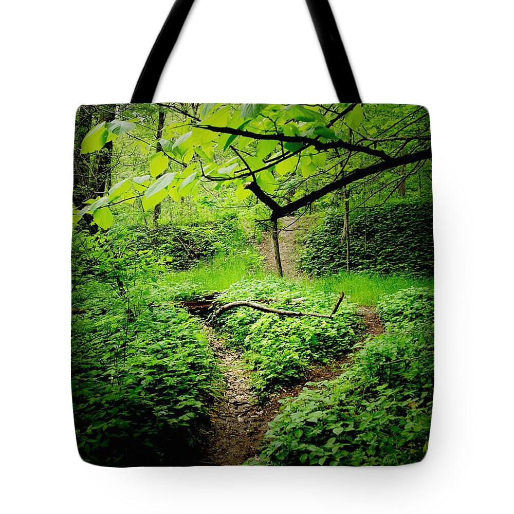 Indiana Tote Bag featuring the photograph Green Trails by Tim Kuret