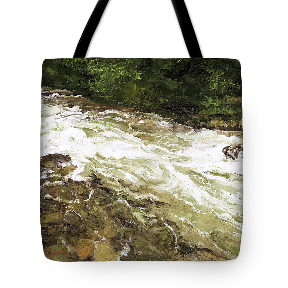 Grizzly Creek Tote Bag featuring the painting Grizzly Creek Spring Melt #6 by Hone Williams