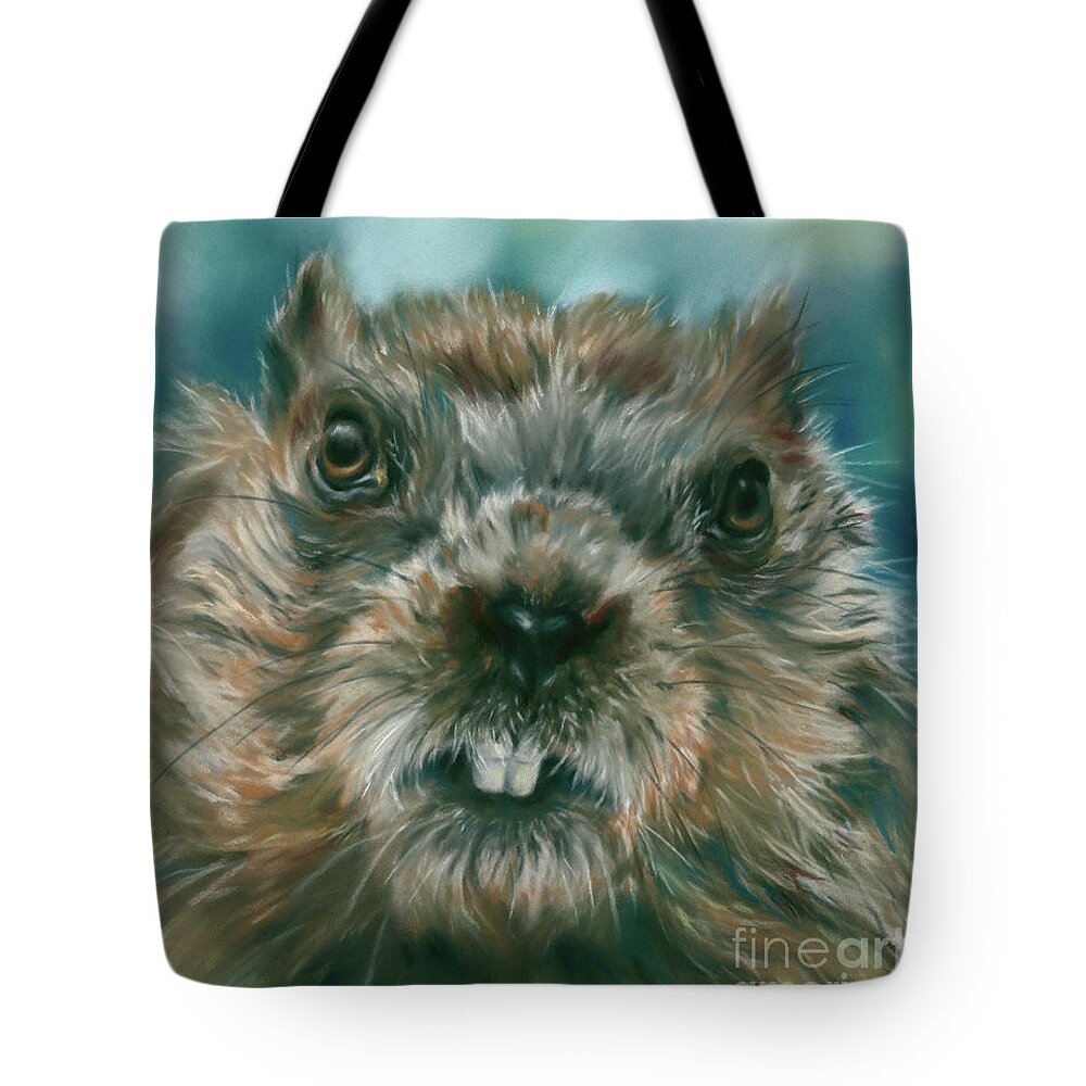 Animal Tote Bag featuring the painting Groundhog Day is On the Way by MM Anderson