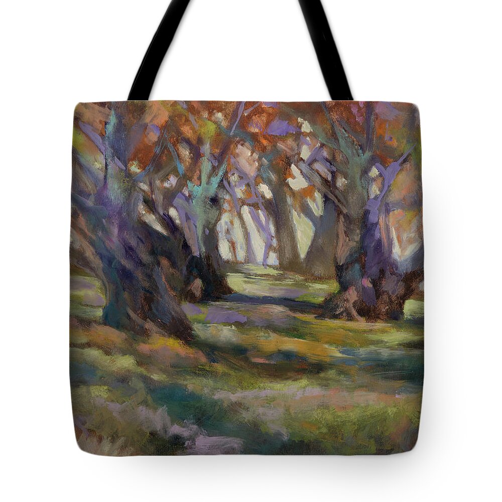 Plein Air Tote Bag featuring the painting Grove by Carol Klingel