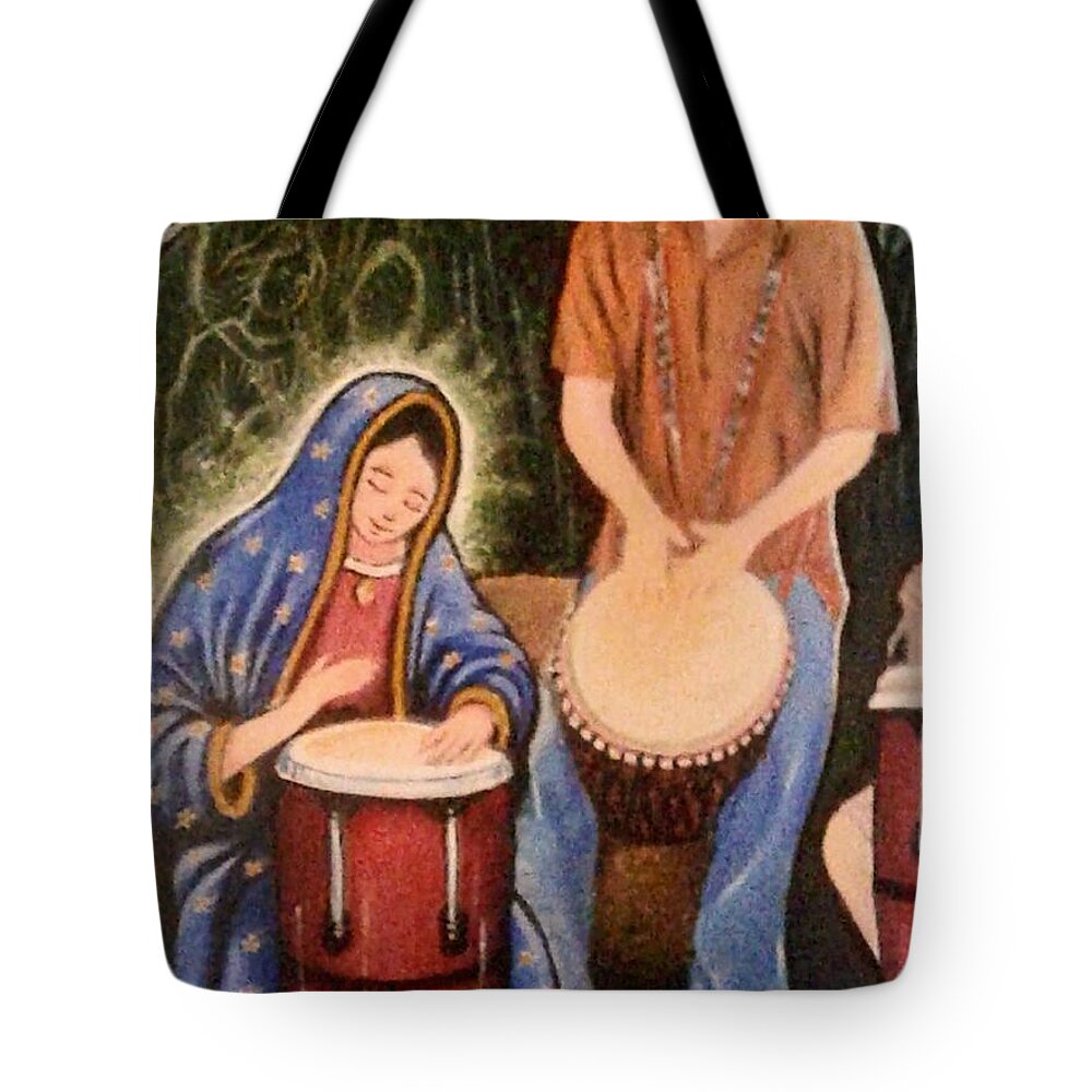  Tote Bag featuring the painting Guadalupe and Jopa by James RODERICK