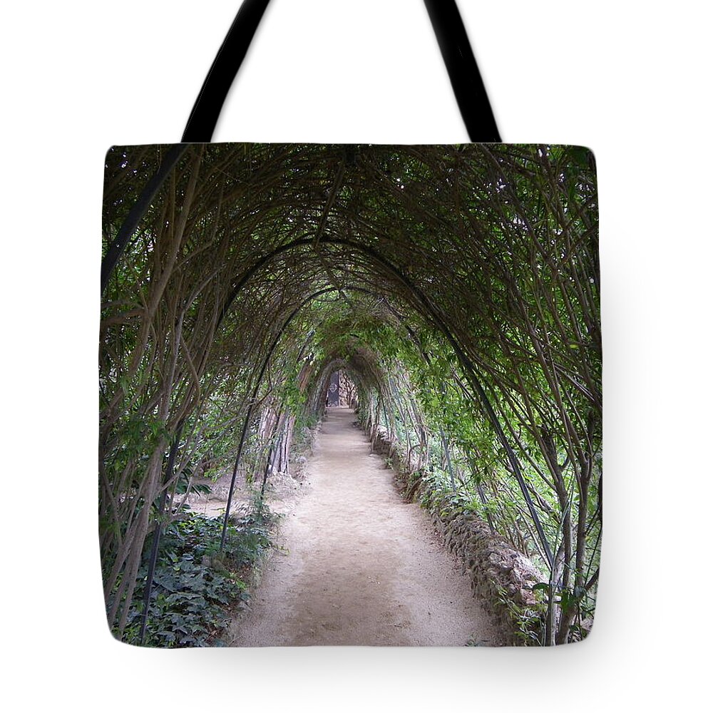 Arbour Tote Bag featuring the photograph Guell arbour by Lisa Mutch