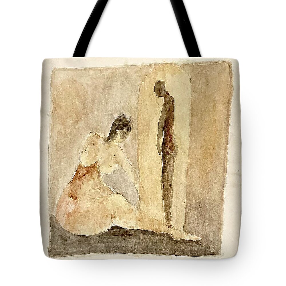 Earth Tones Tote Bag featuring the painting Guilt by David Euler