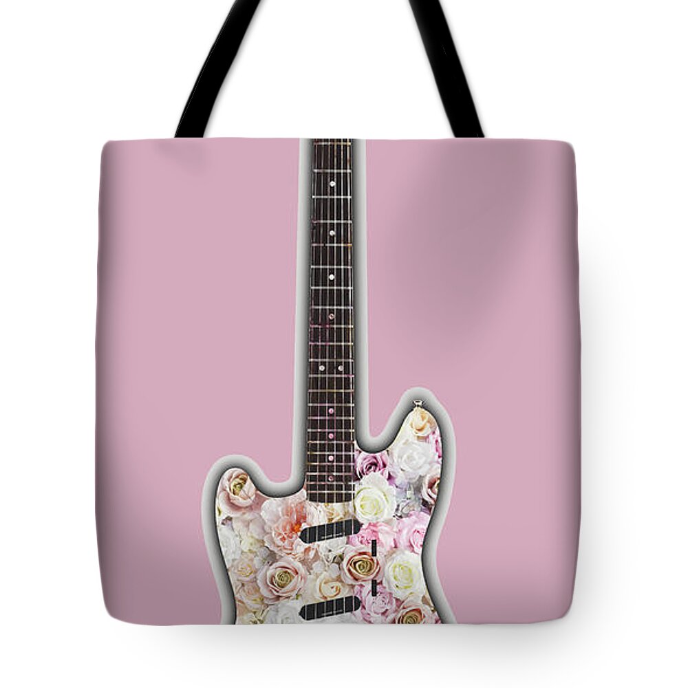 Guitar Tote Bag featuring the painting Guitar Flowers Floral by Tony Rubino