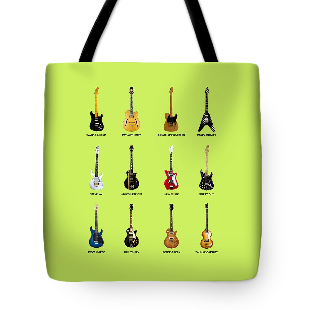Fender Stratocaster Tote Bag featuring the photograph Guitar Icons No2 by Mark Rogan