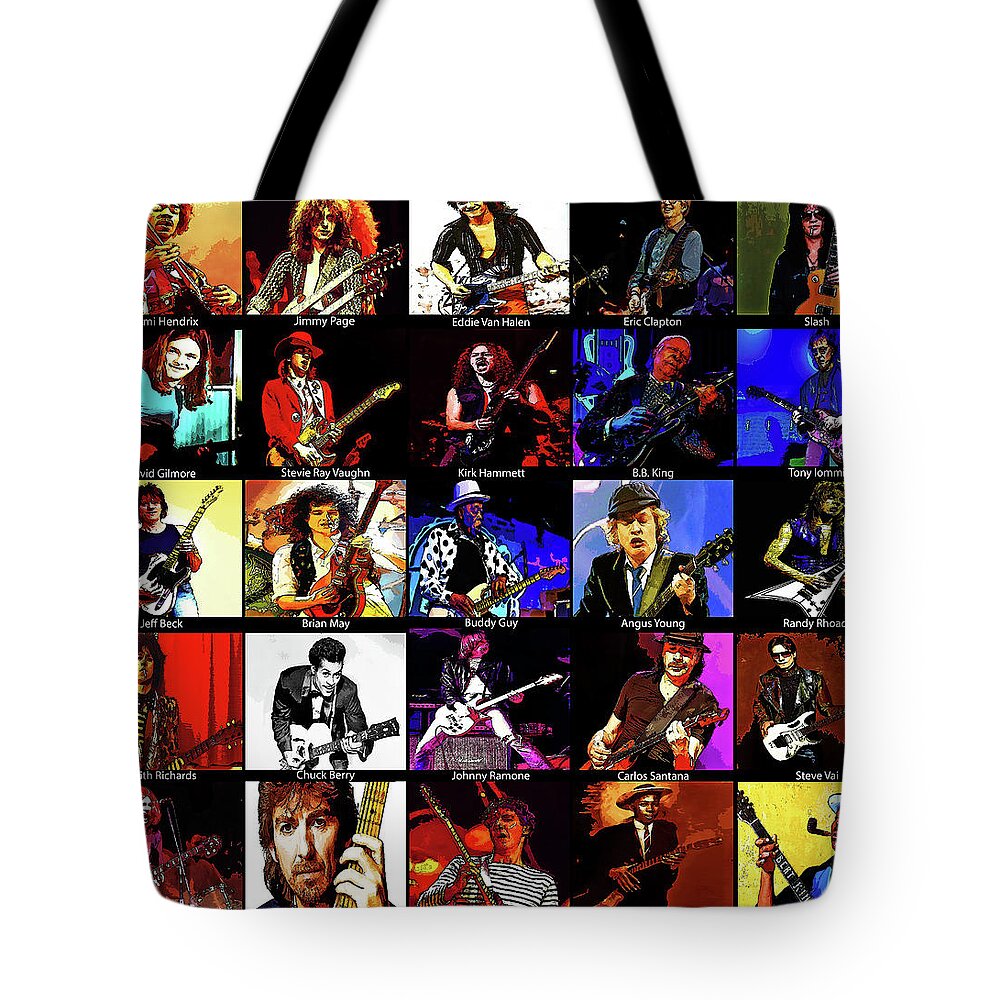 Hendrix Tote Bag featuring the digital art Guitar Stars by Pheasant Run Gallery