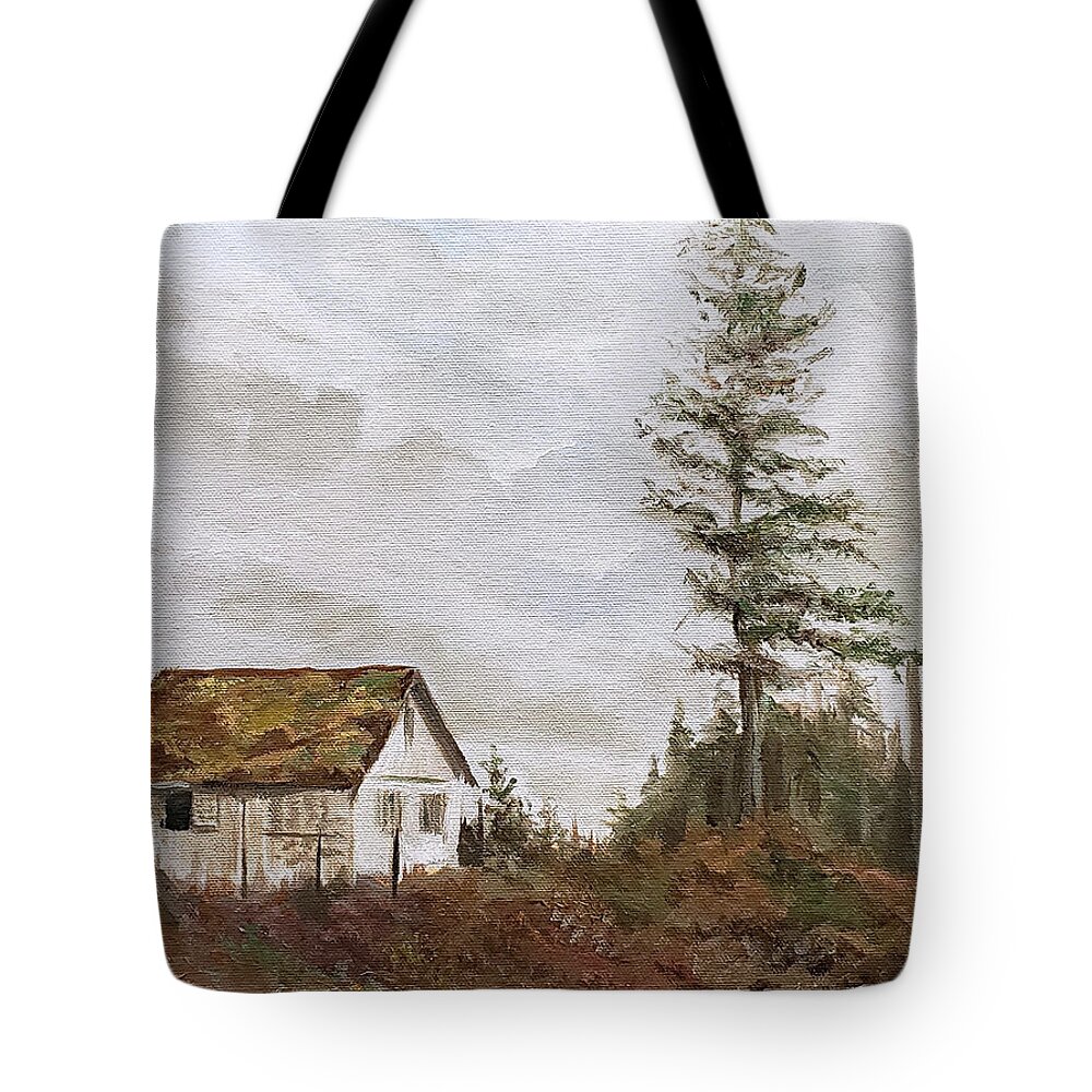 Old Shed Tote Bag featuring the painting Gunderson by James Andrews