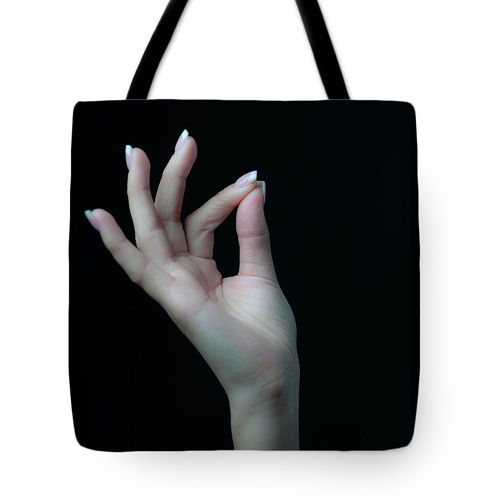 Yoga Tote Bag featuring the photograph Gyan Mudra A by Marian Tagliarino