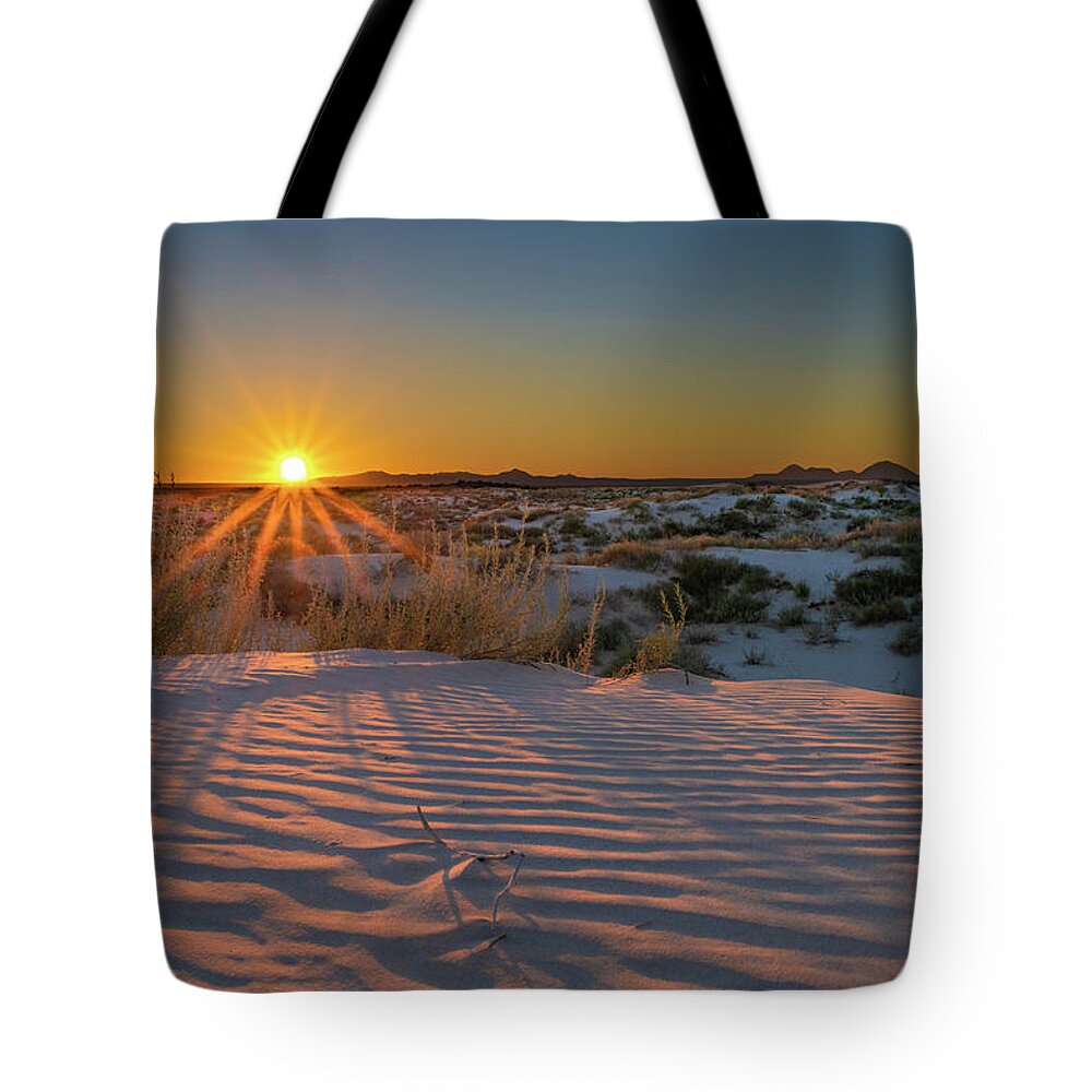 West Texas Tote Bag featuring the photograph Gypsum Salt Dune Sunset by Erin K Images