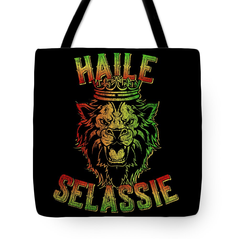 Cool Tote Bag featuring the digital art Haile Selassie Rastafari Reggae by Flippin Sweet Gear