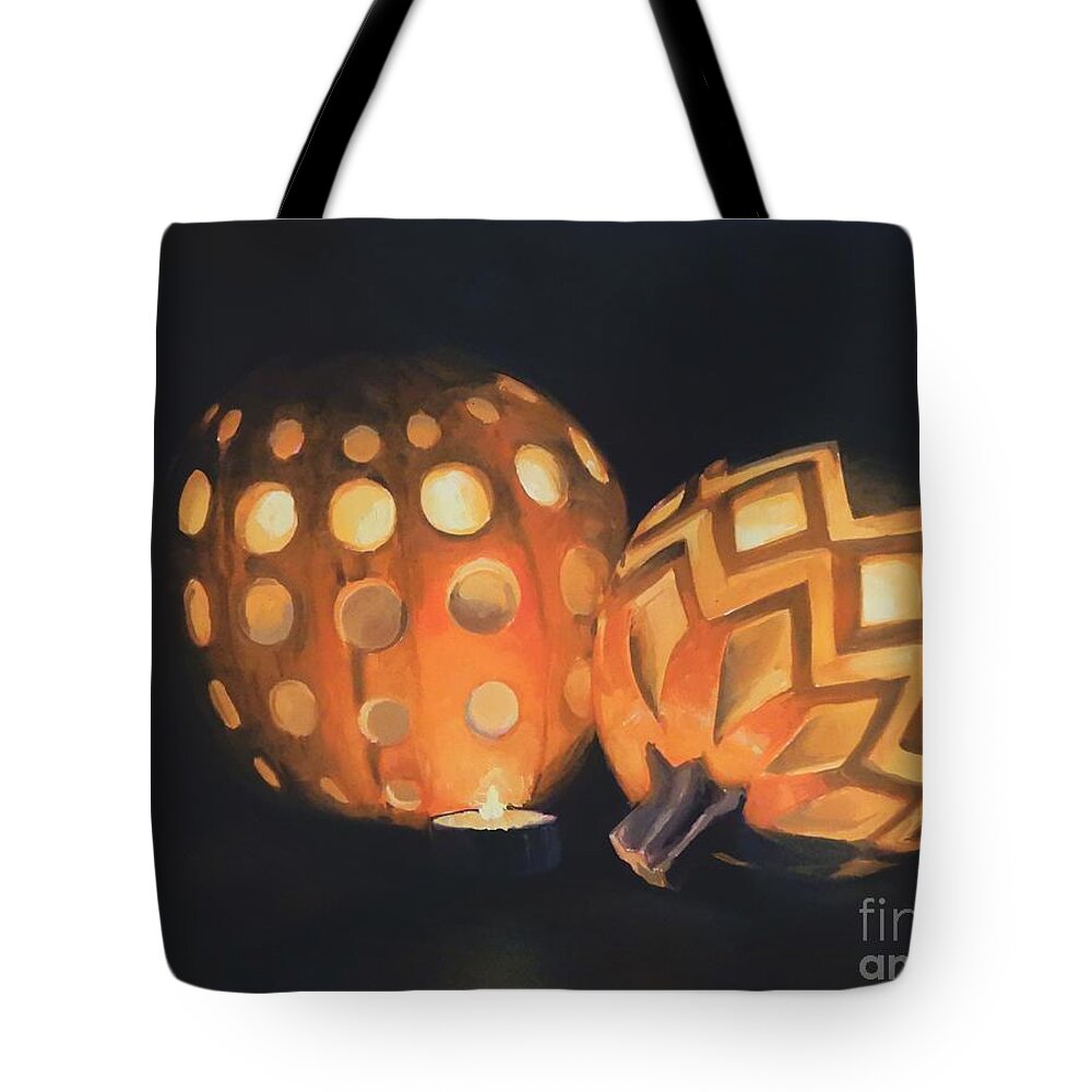 Halloween Tote Bag featuring the painting Halloween glow by K M Pawelec