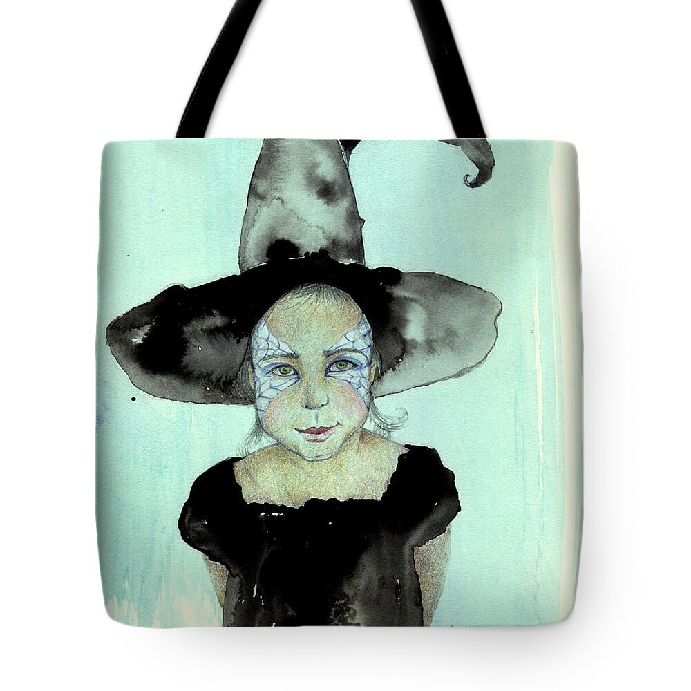 Halloween Tote Bag featuring the mixed media Halloween Makeup by AnneMarie Welsh