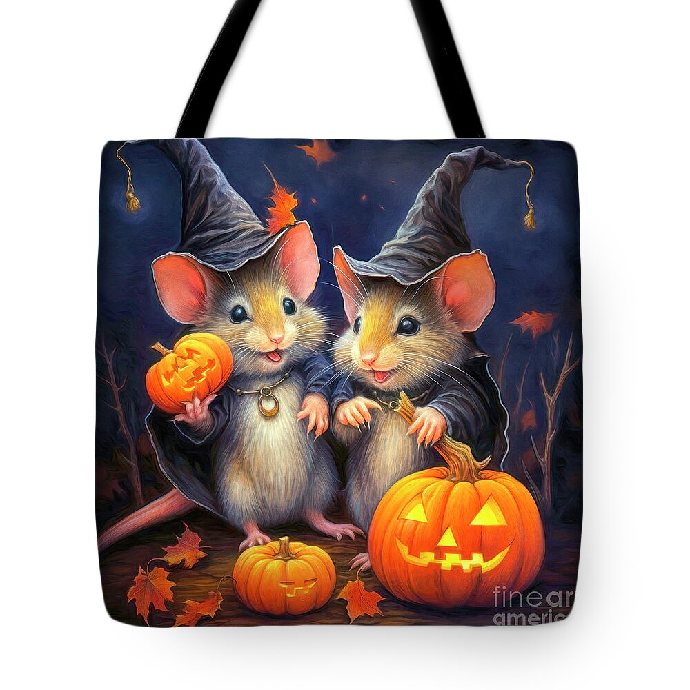 Digital Tote Bag featuring the digital art Halloween Night by Jutta Maria Pusl