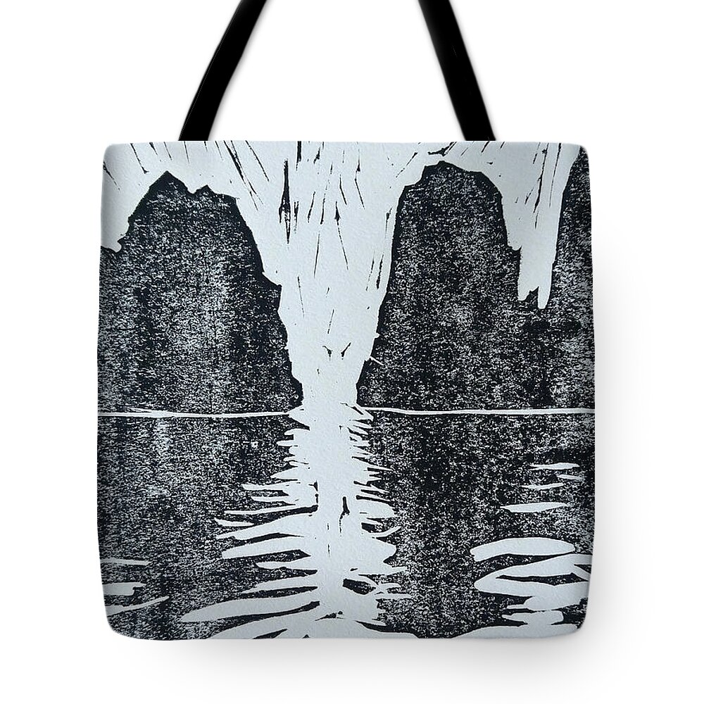 Woodblock Print Tote Bag featuring the painting Halong Bay Vietnam by Thu Nguyen