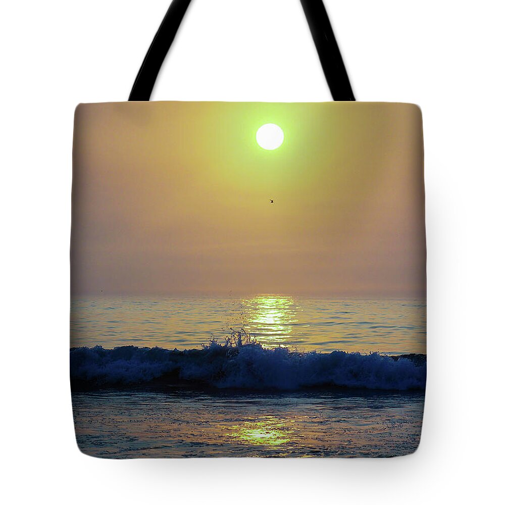 Hampton Beach Sun Reflection Tote Bag featuring the photograph Hampton Beach Sunshine by Eunice Miller