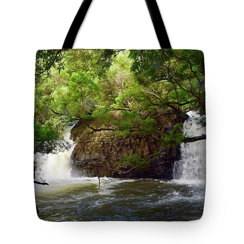 Aloha Tote Bag featuring the photograph Twin Falls, Hana, Maui by Bnte Creations