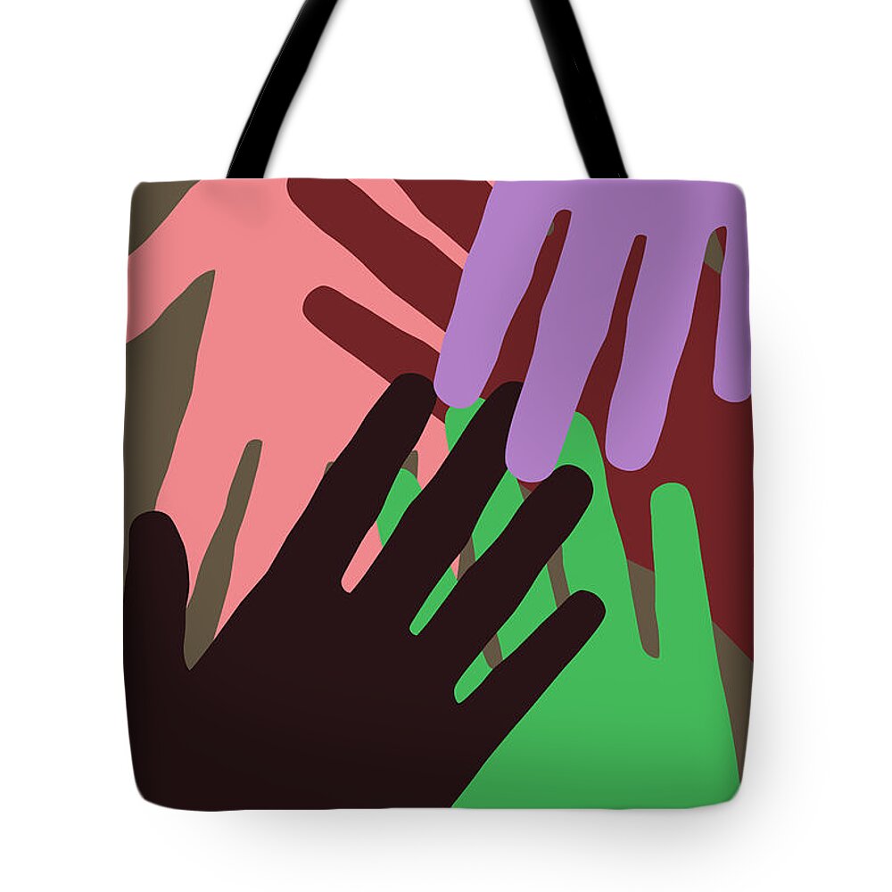 Clayton Tote Bag featuring the digital art Hands by Clayton Bastiani