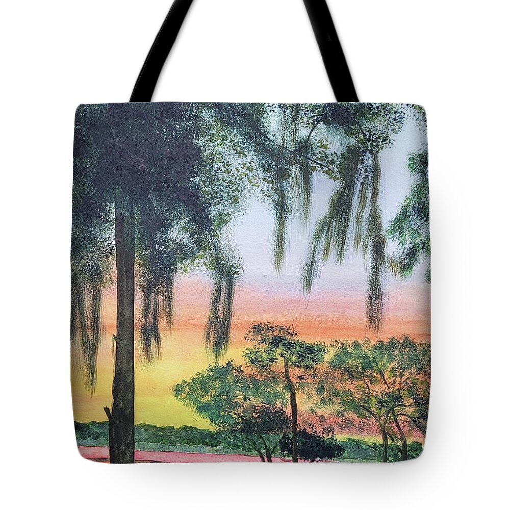 St Helena Island Tote Bag featuring the painting Hanging Moss by Ann Frederick